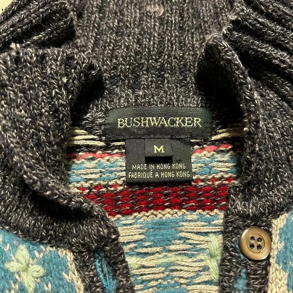 Vintage Wool Blend Cardigan Asweater Nordic Fair Isle Blue Women’s Medium - Picture 4 of 9